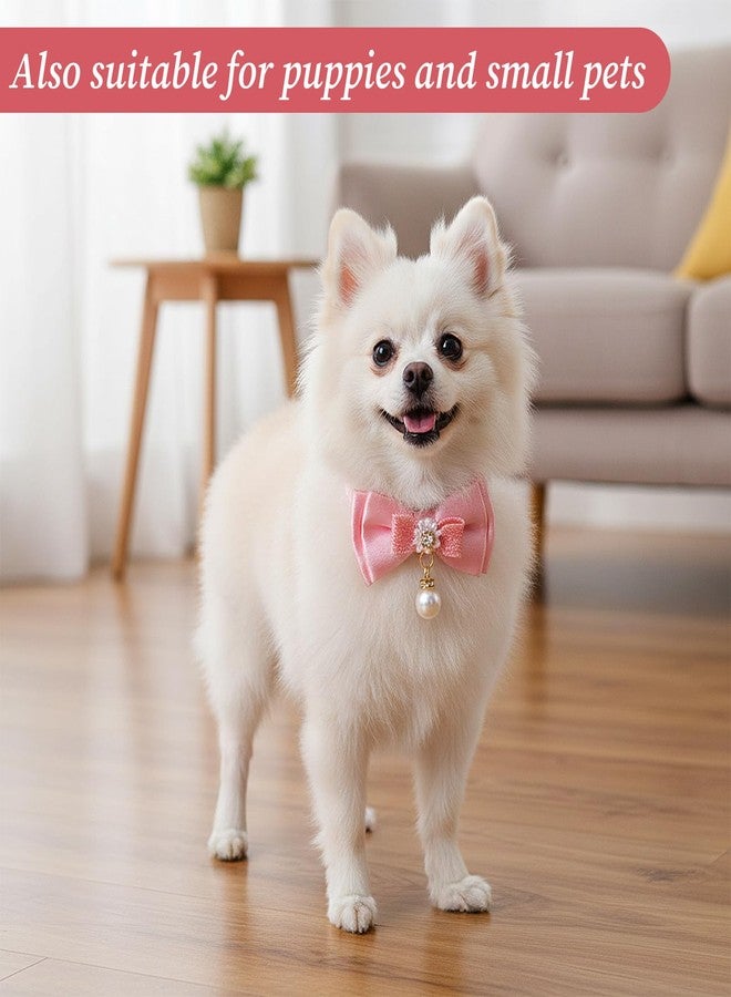 Jeffdad طوق قطط جيفداد قطعتين، طوق قطط وردي اللون مزين بفيونكة وقلادة لؤلؤية، مزود بإبزيم أمان سريع الفتح، طوق قطط لطيف للقطط الإناث - Image 5